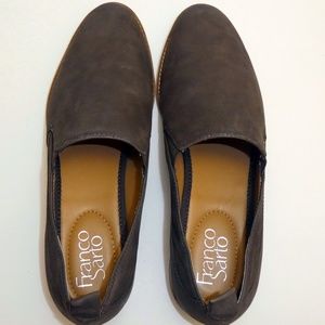 Franco Sarto Grey Leather Suede Loafer Flats